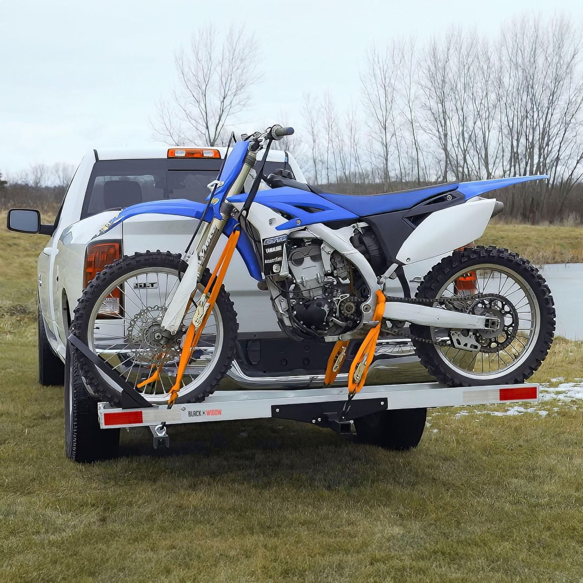 Black Widow Dirt Bike Carrier with Wheel Chock and 400 Pound Capacity, Silver - Find Fresh Goods