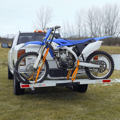 Black Widow Dirt Bike Carrier with Wheel Chock and 400 Pound Capacity, Silver - Find Fresh Goods