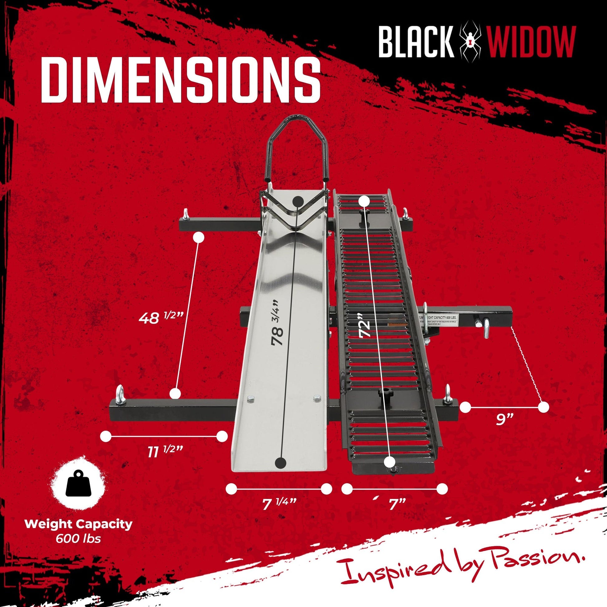 Black Widow Heavy Duty Hitch Mount Motorcycle Carrier, Steel Track & Ramp, Black - Find Fresh Goods