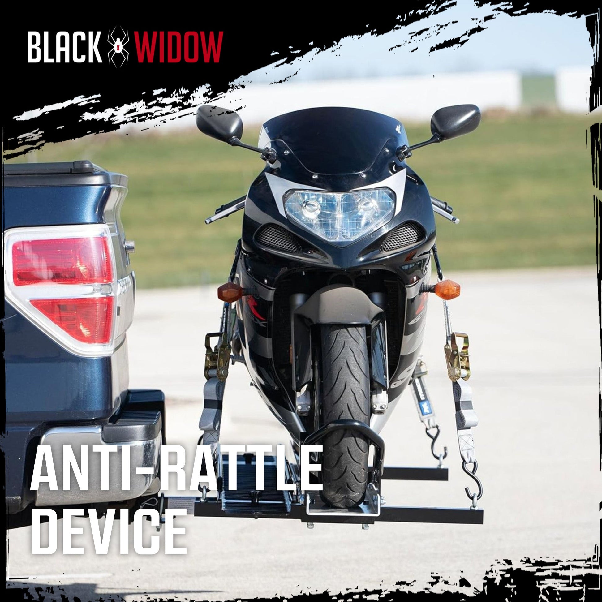 Black Widow Heavy Duty Hitch Mount Motorcycle Carrier, Steel Track & Ramp, Black - Find Fresh Goods