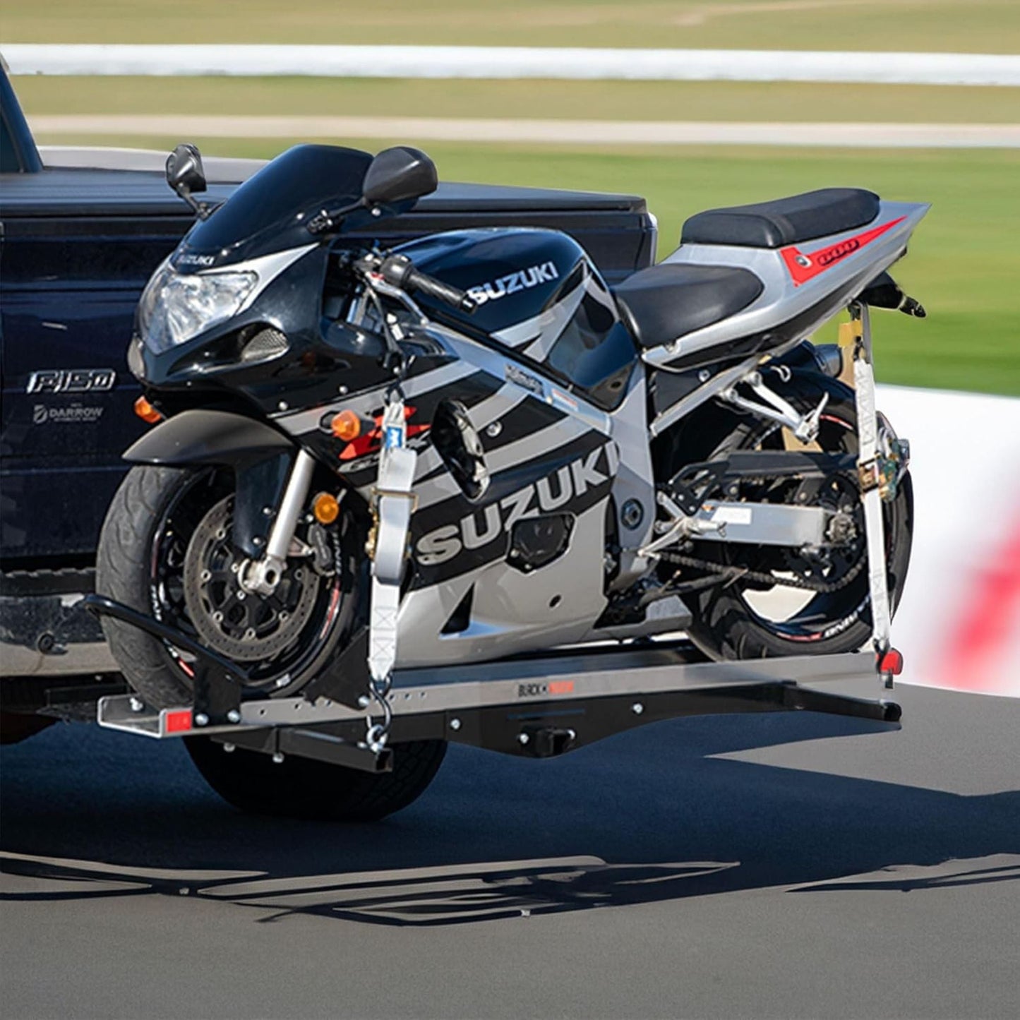 Black Widow Heavy Duty Hitch Mount Motorcycle Carrier, Steel Track & Ramp, Black - Find Fresh Goods