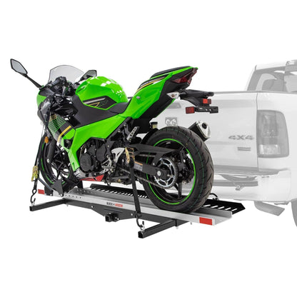 Black Widow Heavy Duty Hitch Mount Motorcycle Carrier, Steel Track & Ramp, Black - Find Fresh Goods