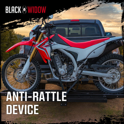 Black Widow Motorcycle Bike Carrier with Ramp for 2" Hitch, 500 Pound Capacity - Find Fresh Goods
