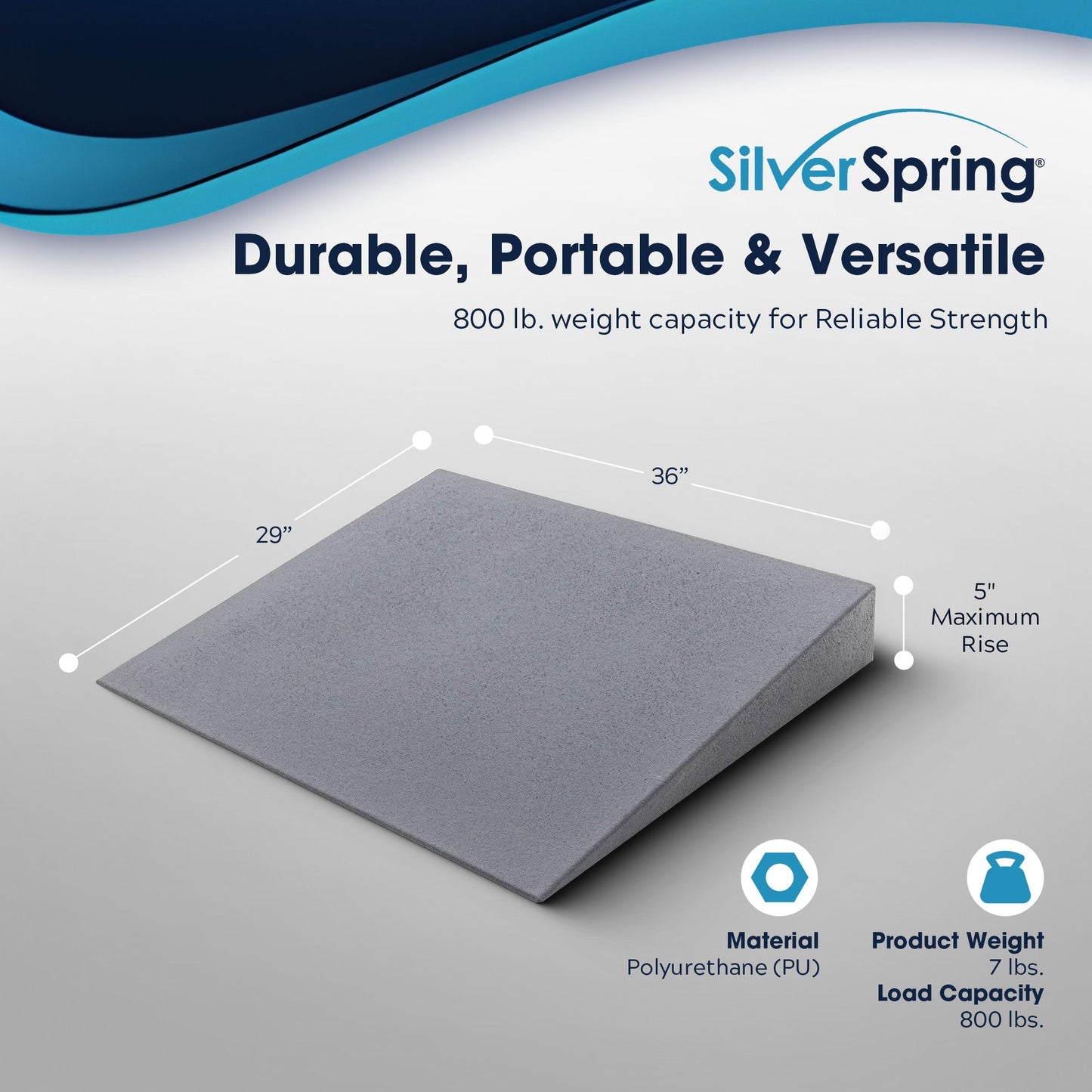 VersaRamp Lightweight Foam Threshold Ramp for Wheelchairs, 5 Inch Rise, Gray