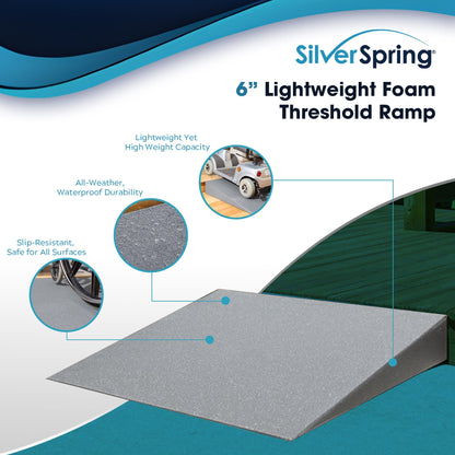 VersaRamp Lightweight Foam Threshold Ramp for Wheelchairs, 6 Inch Rise, Gray