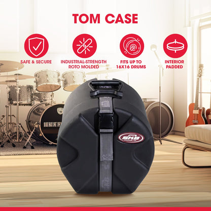 SKB 8" x 8" Tom Case with Padded Interior and D-Shaped Drum Design, Black
