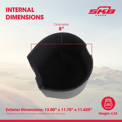 SKB 8" x 8" Tom Case with Padded Interior and D-Shaped Drum Design, Black