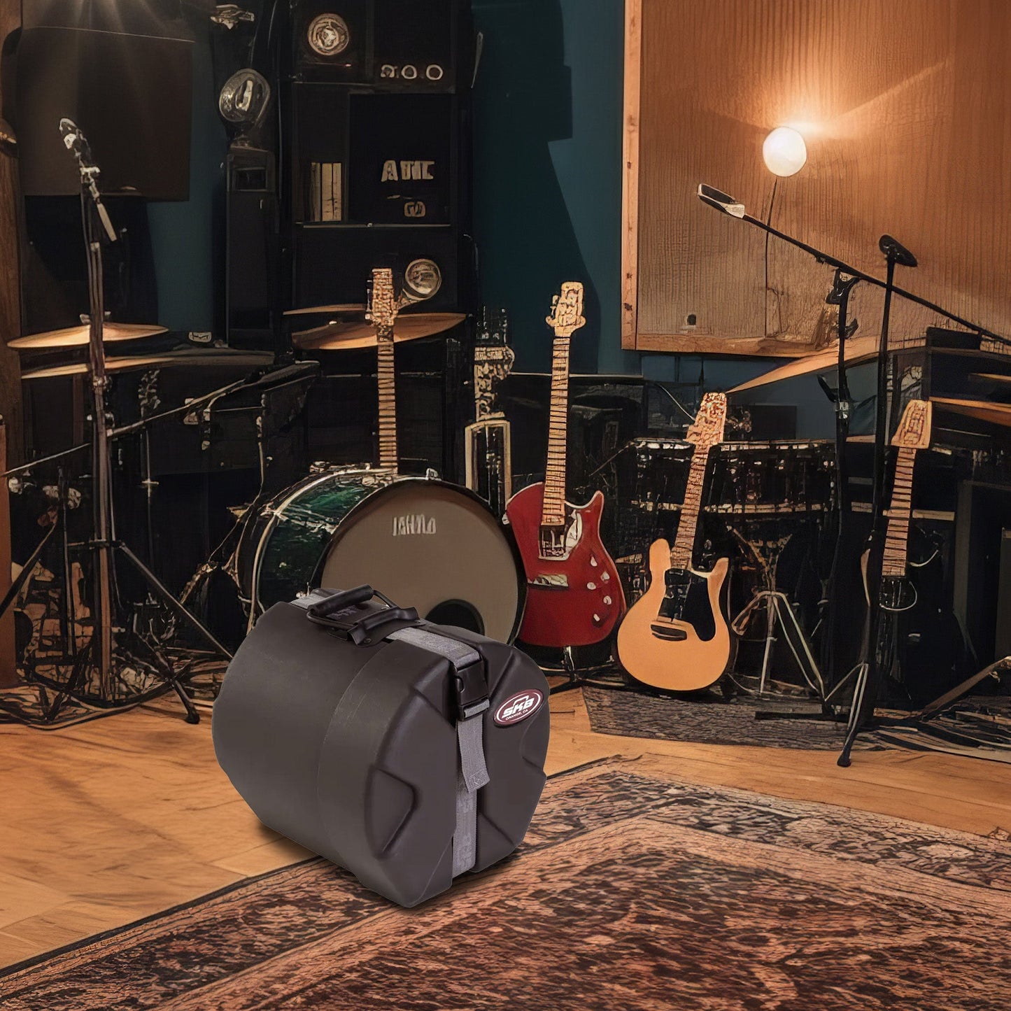 SKB 8" x 8" Tom Case with Padded Interior and D-Shaped Drum Design, Black