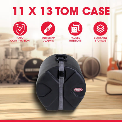 SKB 11" x 13" Tom Case with Padded Interior and D-Shaped Drum Design, Black