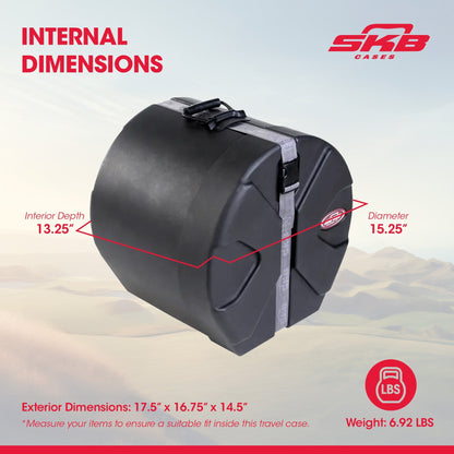 SKB 11" x 13" Tom Case with Padded Interior and D-Shaped Drum Design, Black