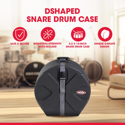 SKB 5.5" x 14" Snare Case with Padded Interior and D-Shaped Drum Design