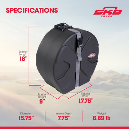 SKB 5.5" x 14" Snare Case with Padded Interior and D-Shaped Drum Design