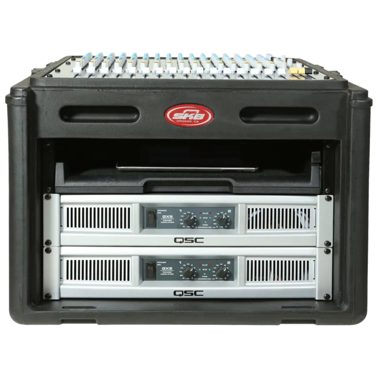 SKB Roto Rack/Mixer Console, 10U Slanted Rackmount on top, 6U Rackmount in Front