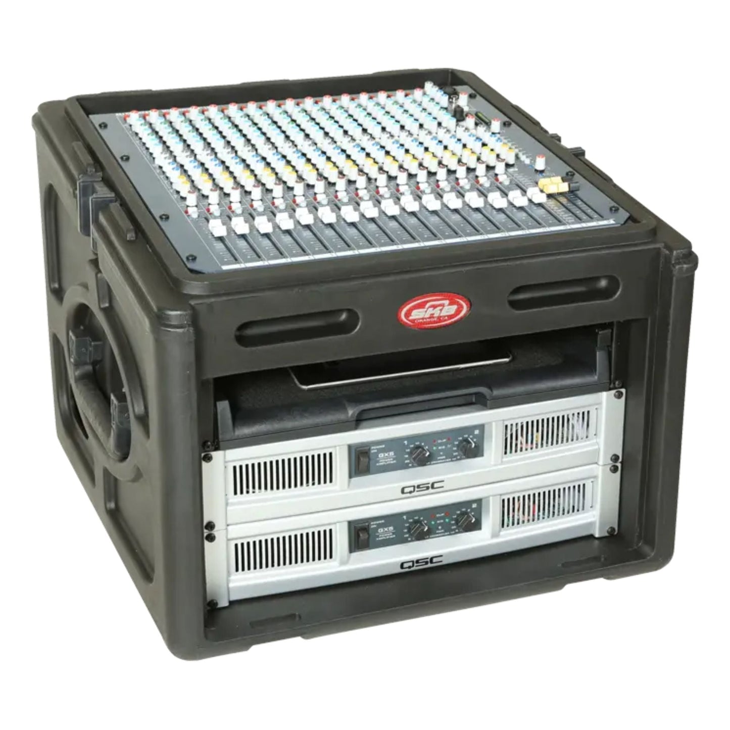 SKB Roto Rack/Mixer Console, 10U Slanted Rackmount on top, 6U Rackmount in Front