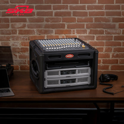 SKB Roto Rack/Mixer Console, 10U Slanted Rackmount on top, 6U Rackmount in Front
