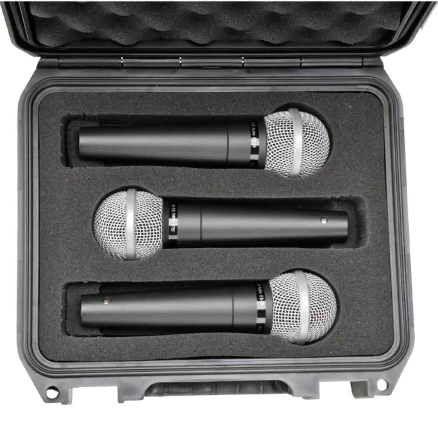 SKB Microphone Hard Case, Polypropylene Shell with 3-Slot Foam Interior, Black