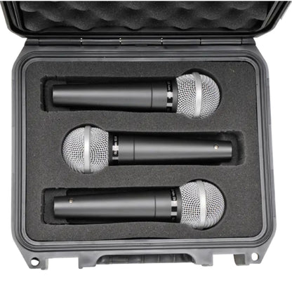 SKB Microphone Hard Case, Polypropylene Shell with 3-Slot Foam Interior, Black