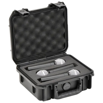 SKB Microphone Hard Case, Polypropylene Shell with 3-Slot Foam Interior, Black