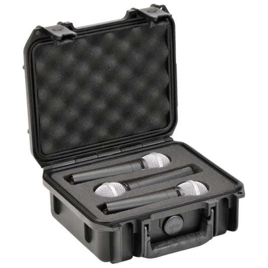 SKB Microphone Hard Case, Polypropylene Shell with 3-Slot Foam Interior, Black