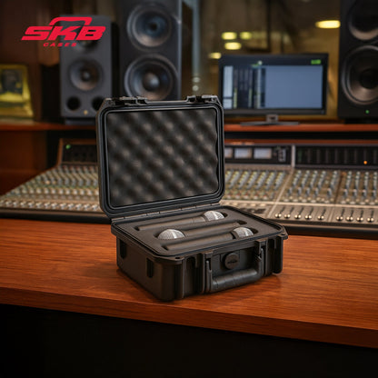 SKB Microphone Hard Case, Polypropylene Shell with 3-Slot Foam Interior, Black