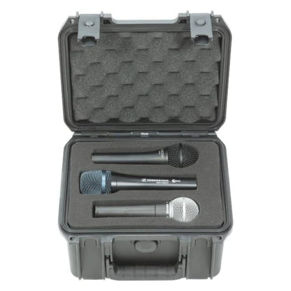 SKB Microphone Hard Case, Polypropylene Shell with 6-Slot Foam Interior, Black
