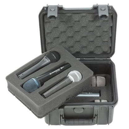 SKB Microphone Hard Case, Polypropylene Shell with 6-Slot Foam Interior, Black