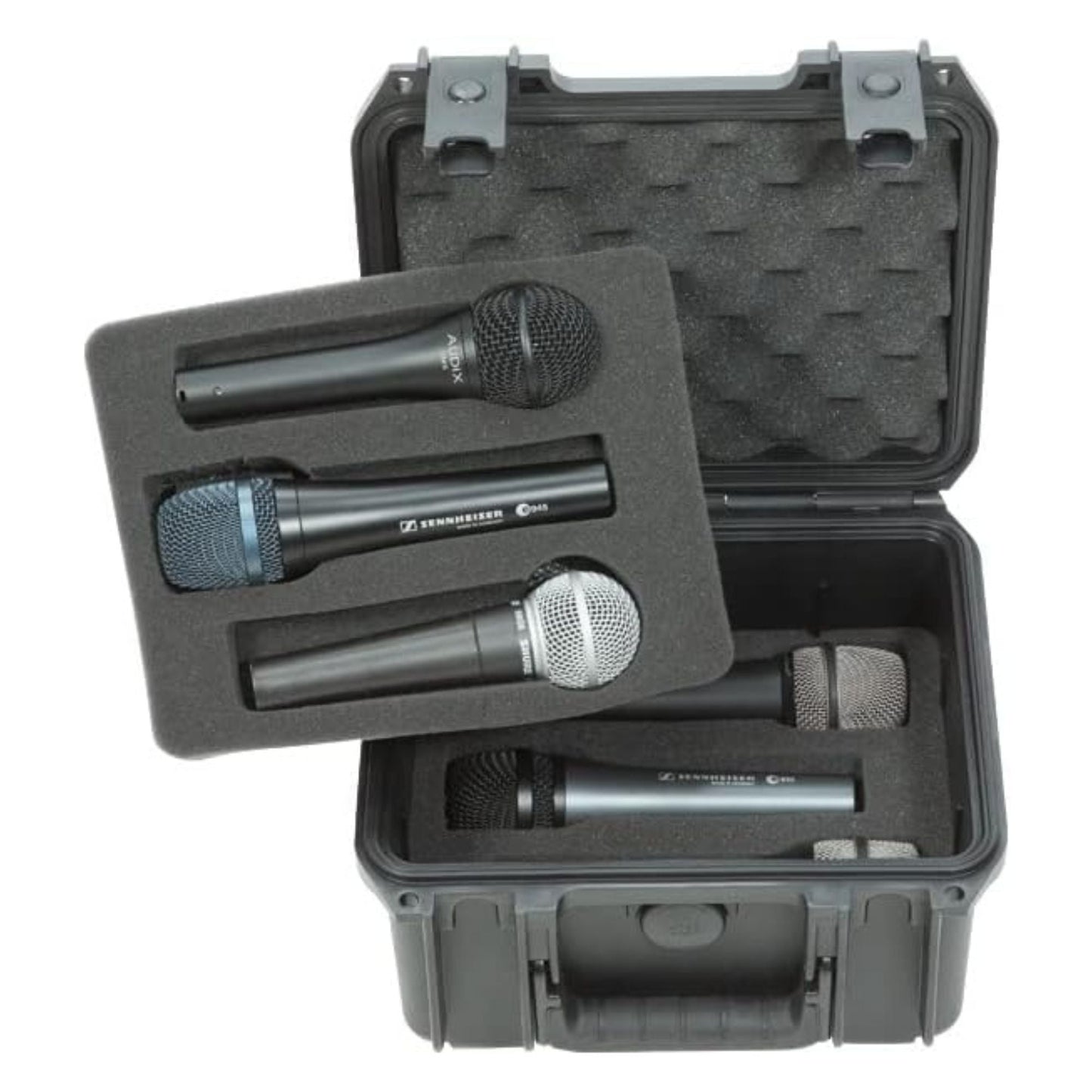 SKB Microphone Hard Case, Polypropylene Shell with 6-Slot Foam Interior, Black