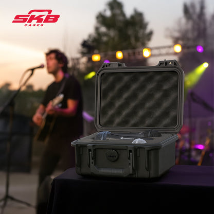 SKB Microphone Hard Case, Polypropylene Shell with 6-Slot Foam Interior, Black