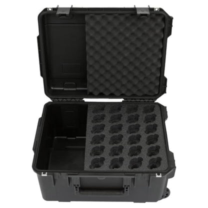 SKB Microphone Hard Case, 24-Slot Foam Interior with Cable Storage and Wheels