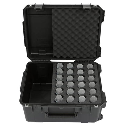 SKB Microphone Hard Case, 24-Slot Foam Interior with Cable Storage and Wheels