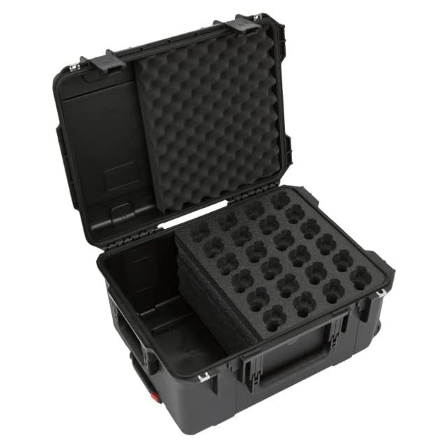 SKB Microphone Hard Case, 24-Slot Foam Interior with Cable Storage and Wheels