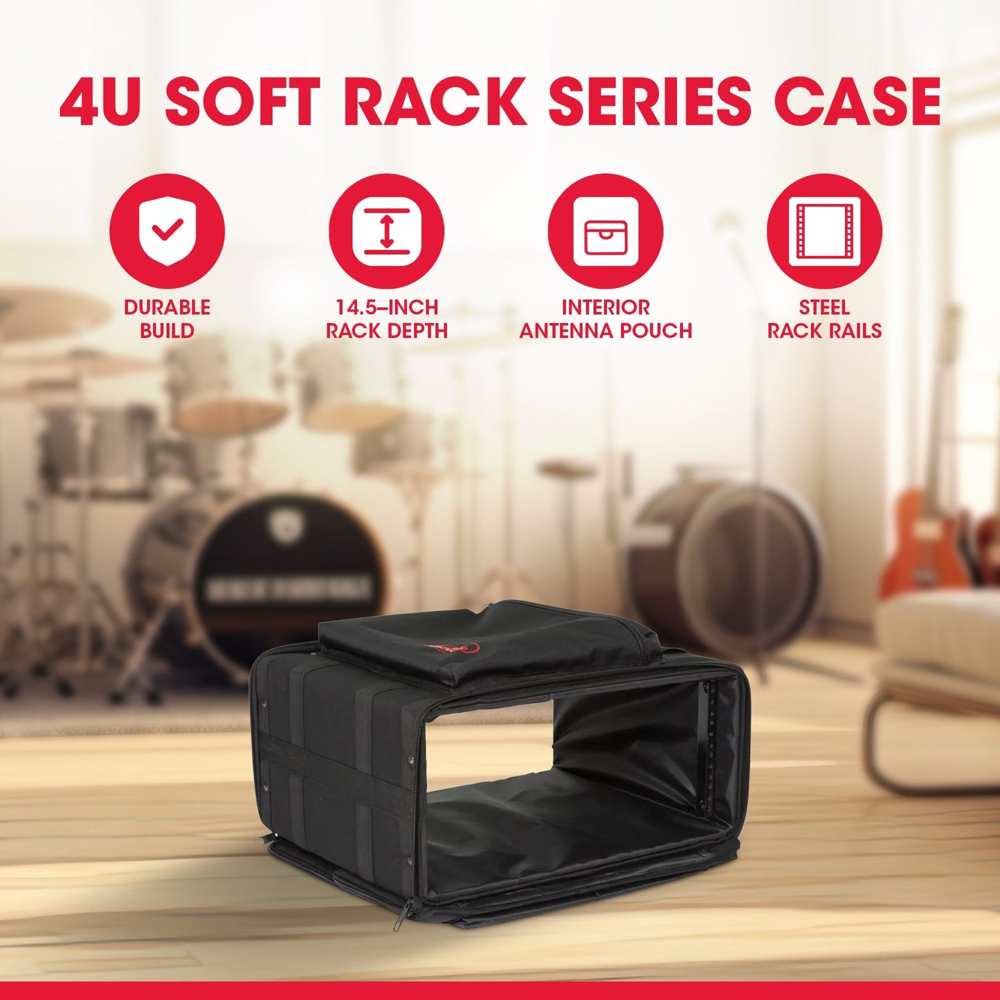 SKB Cases 4U Soft Rack Case for Wireless Microphone Systems with Steel Rails