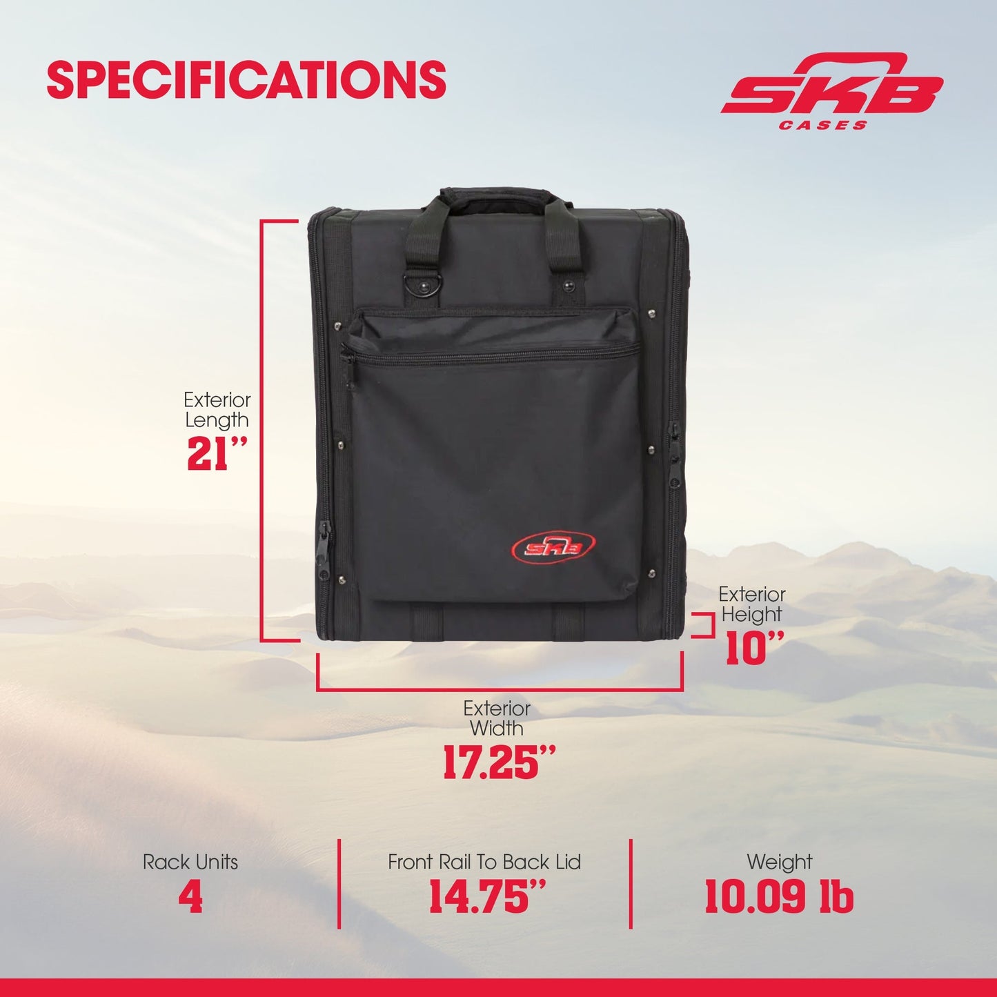 SKB Cases 4U Soft Rack Case for Wireless Microphone Systems with Steel Rails