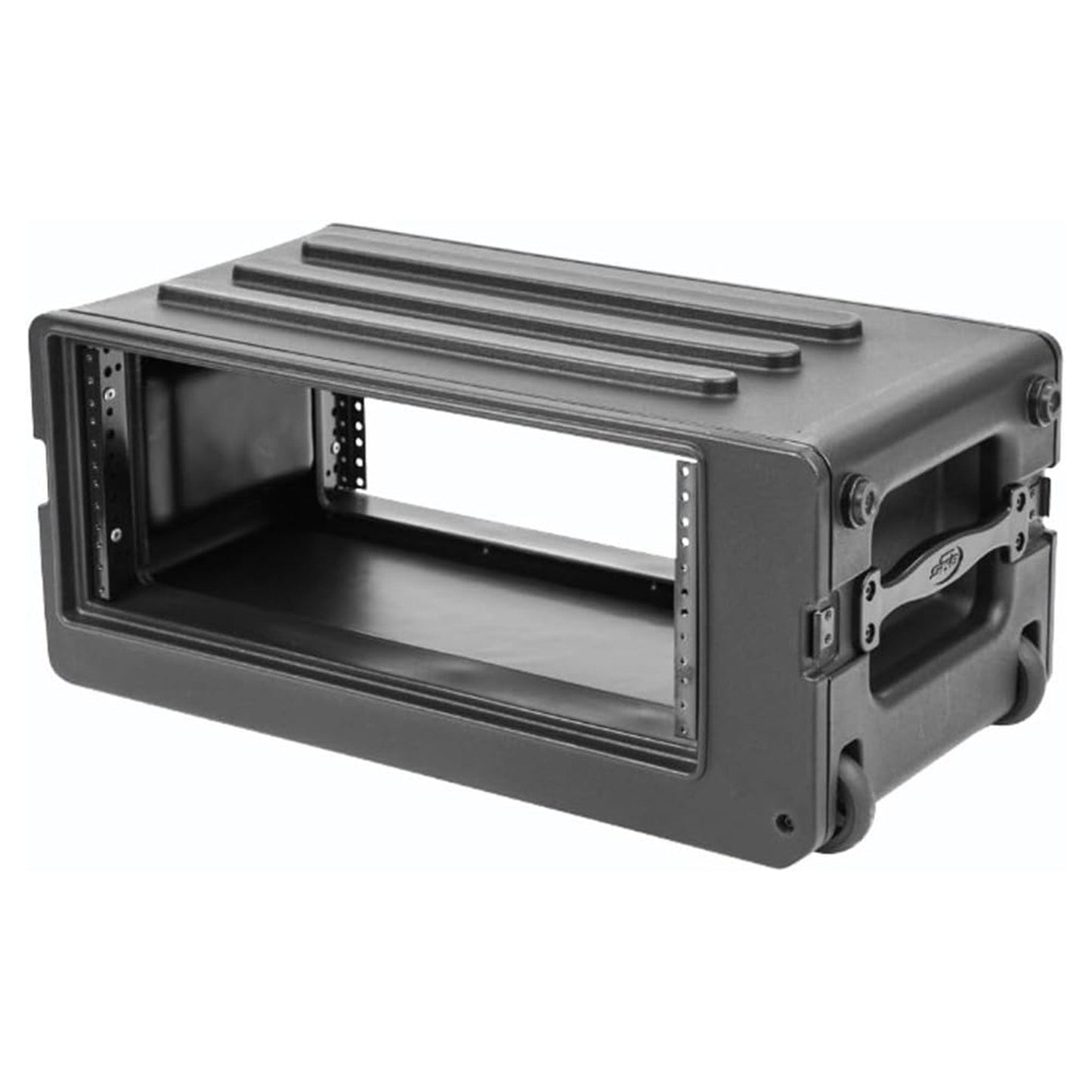 SKB 4U rSeries Shallow Rolling Rack with Integrated Back Wheels and Pull Handle