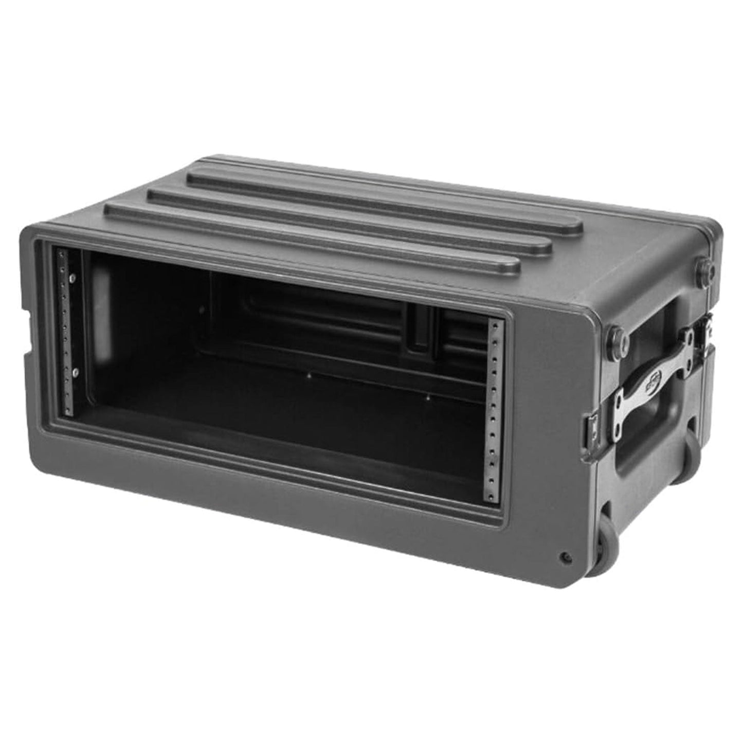 SKB 4U rSeries Shallow Rolling Rack with Integrated Back Wheels and Pull Handle