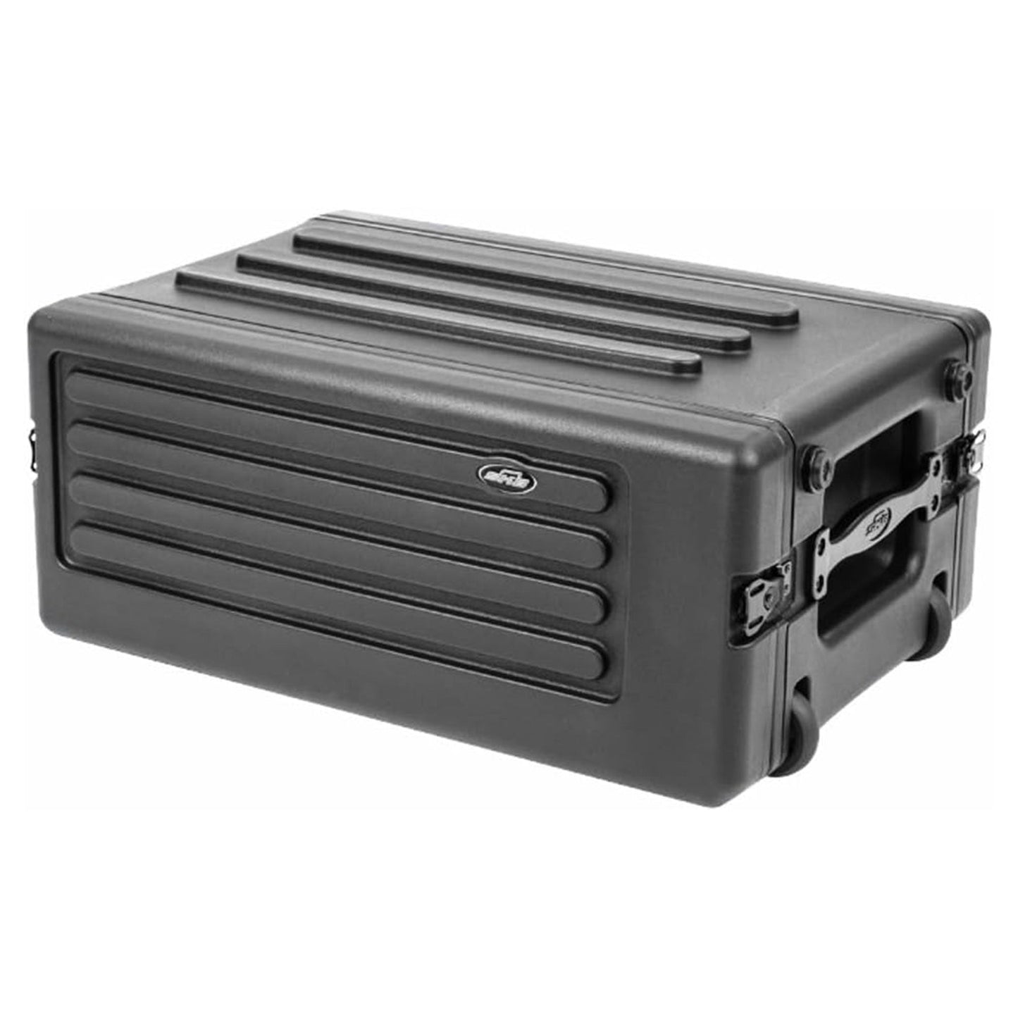 SKB 4U rSeries Shallow Rolling Rack with Integrated Back Wheels and Pull Handle