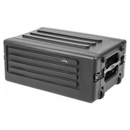 SKB 4U rSeries Shallow Rolling Rack with Integrated Back Wheels and Pull Handle