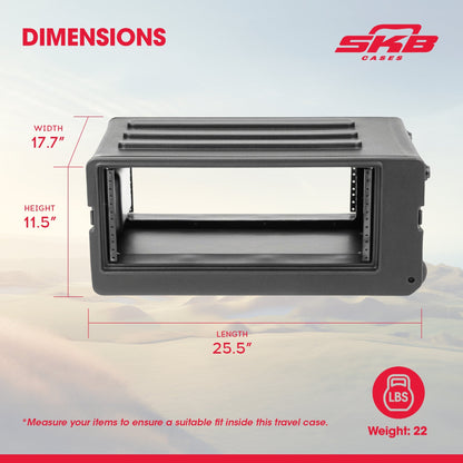SKB 4U rSeries Shallow Rolling Rack with Integrated Back Wheels and Pull Handle