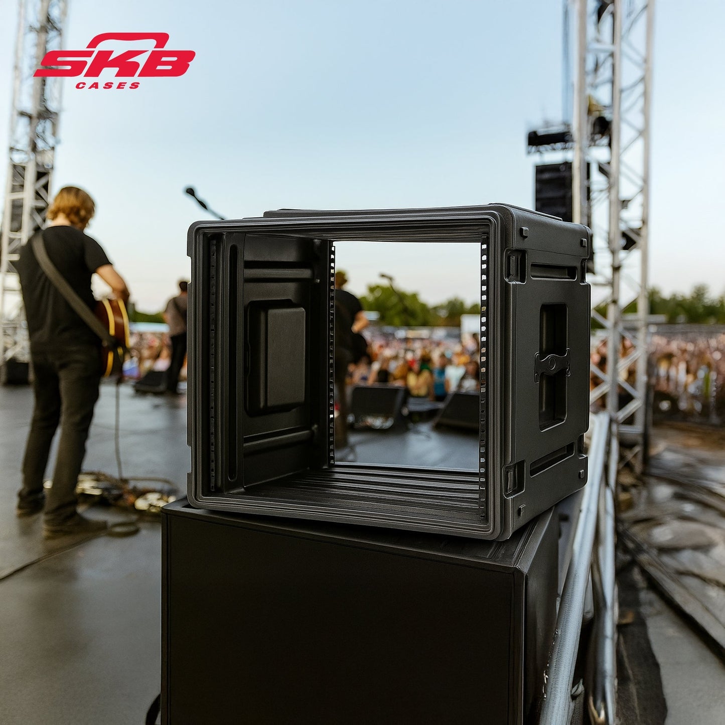 SKB 8U Roto Rack Case Polyethylene Gear Protector, Stackable, Waterproof, Black