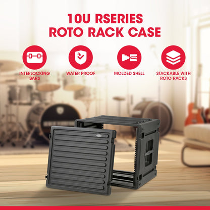 SKB 10U Roto Rack Case Polyethylene Gear Protector, Stackable, Waterproof, Black