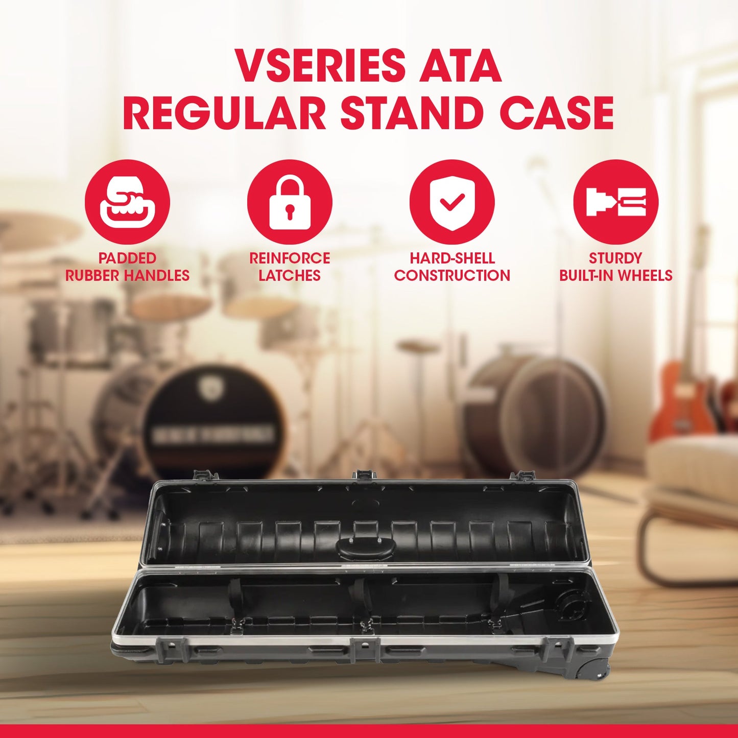 SKB vSeries ATA Regular Stand Case with Hard-Shell Construction and Wheels