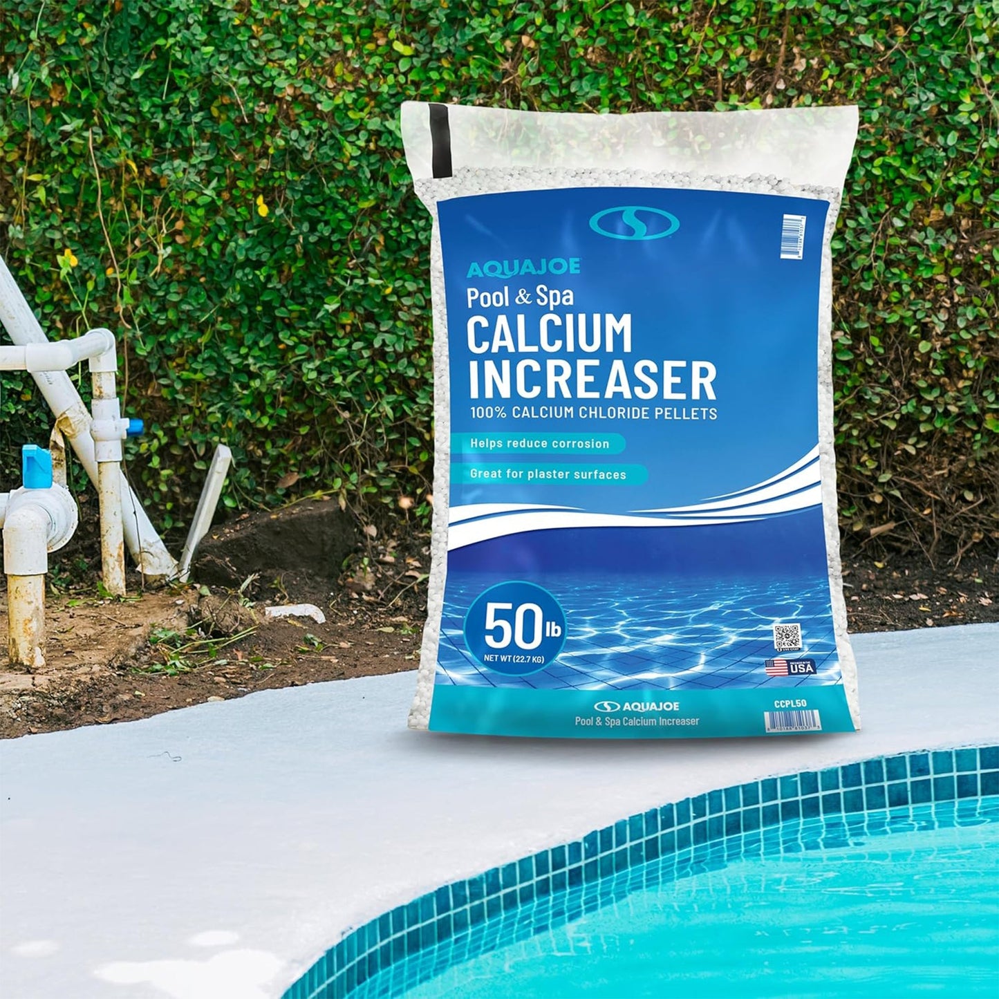 Aqua Joe Pool & Spa Calcium Increaser, Calcium Chloride Pellets, 50 lbs., CCPL50