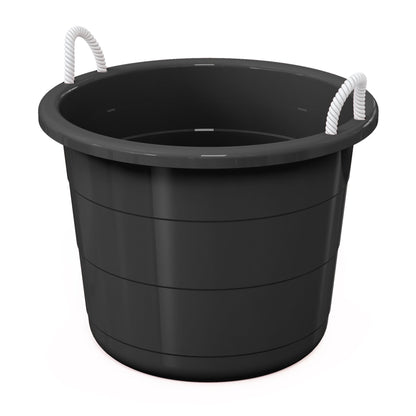 Life Story 17 Gal Plastic Storage Open Top Bucket with Rope Handles, Black, 2 Pk
