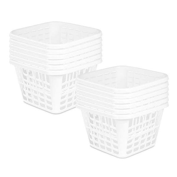 Sterilite Square Laundry Basket 1.25 Bushel Plastic Hamper with Handles, 12 Pack