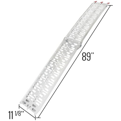 Black Widow Aluminum Folding Motorcycle Ramp Arched Plate, Dual Runner, Silver - Find Fresh Goods
