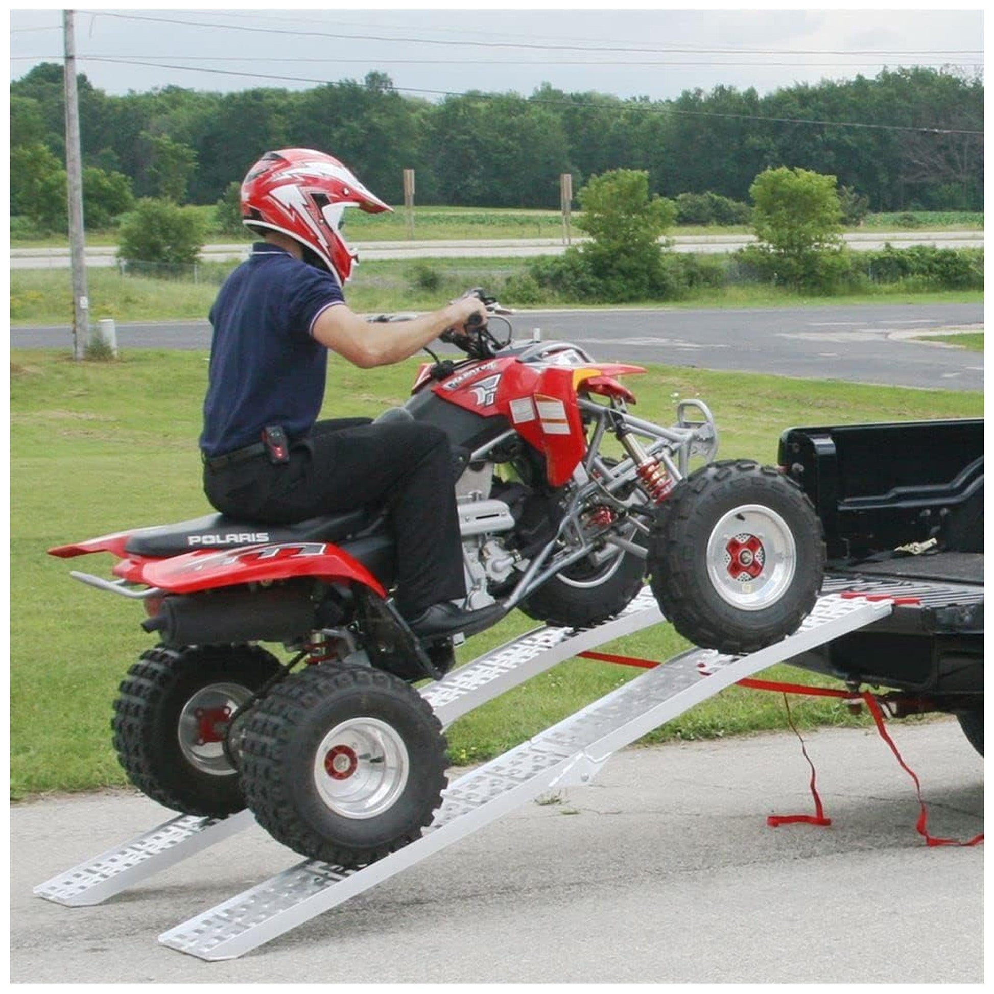 Black Widow Aluminum Folding Motorcycle Ramp Arched Plate, Dual Runner, Silver - Find Fresh Goods