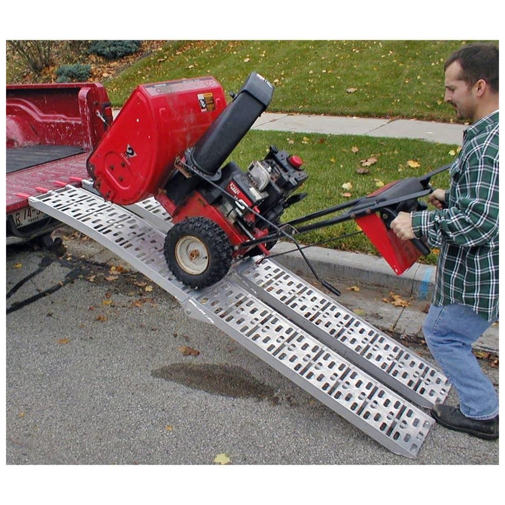 Black Widow Aluminum Folding Motorcycle Ramp Arched Plate, Dual Runner, Silver - Find Fresh Goods