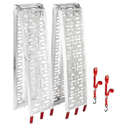 Black Widow Aluminum Folding Motorcycle Ramp Arched Plate, Dual Runner, Silver - Find Fresh Goods