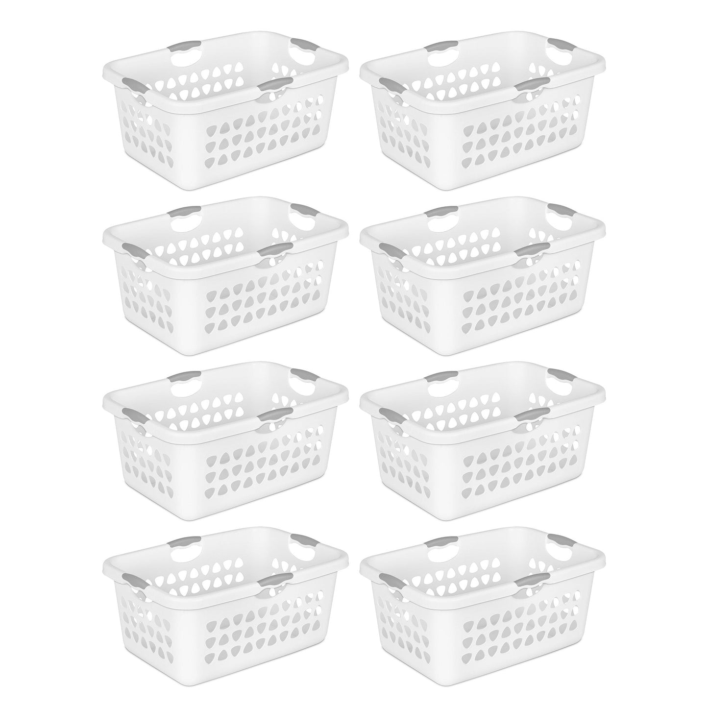 Sterilite Ultra Laundry Basket, 2 Bushel Plastic Hamper with Handles, 8 Pack