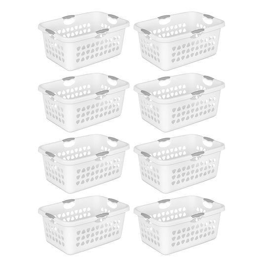 Sterilite Ultra Laundry Basket, 2 Bushel Plastic Hamper with Handles, 8 Pack